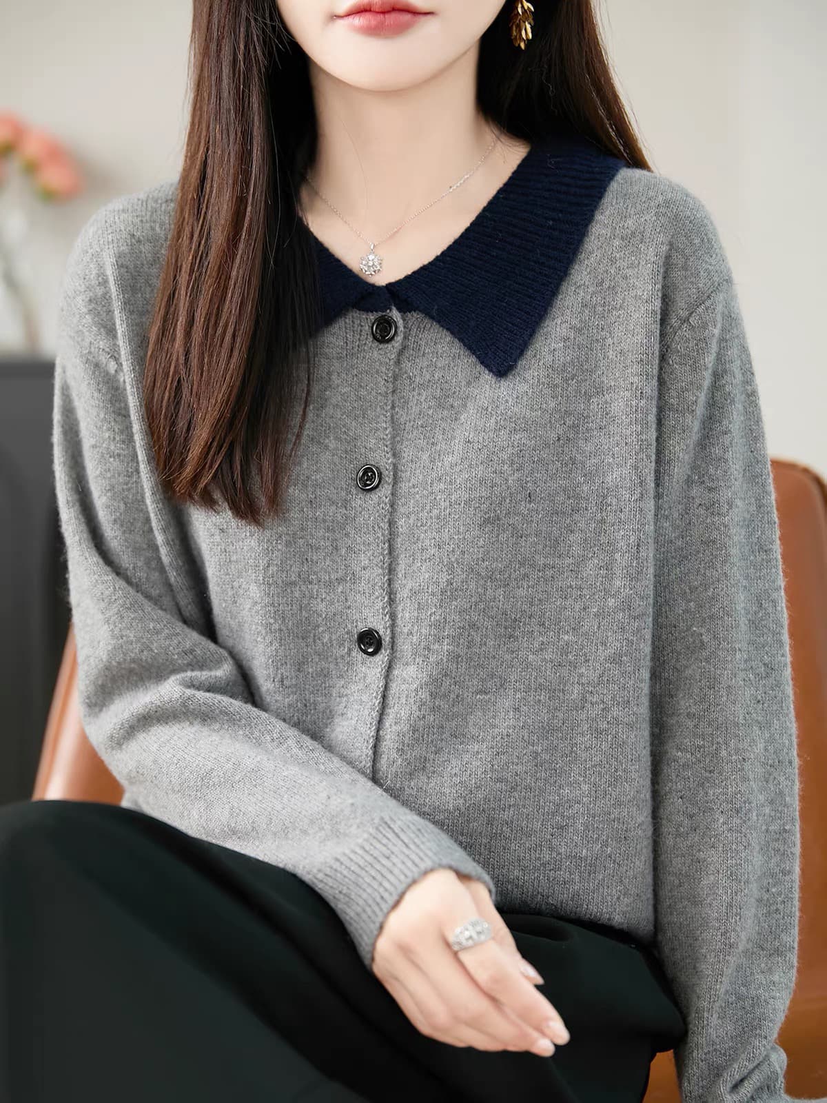유럽 역 고급 2026 가을 겨울철 새로운 후드 니트 오픈 가디건 고급 센스 착용 잡아라. 의류 유럽 상품 여성 의류 상세 이미지 1