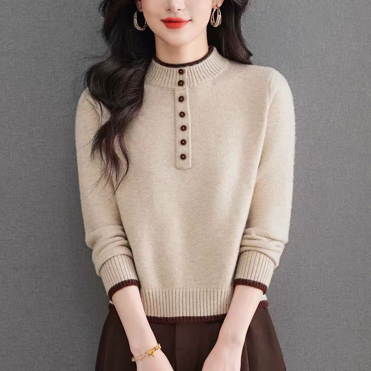 가을 겨울철 폴로 칼라 양모 오픈 가디건 여성 루즈핏 다용도 트위스트 꽃 지퍼 쇼트 스타일 스웨터 양모 니트 재킷