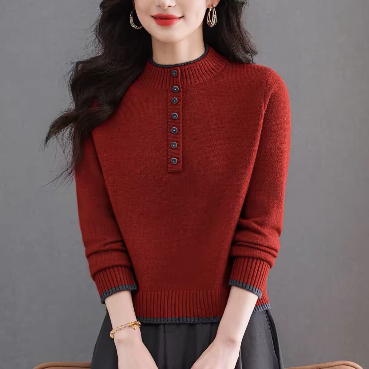 가을 겨울철 폴로 칼라 양모 오픈 가디건 여성 루즈핏 다용도 트위스트 꽃 지퍼 쇼트 스타일 스웨터 양모 니트 재킷 이미지 5