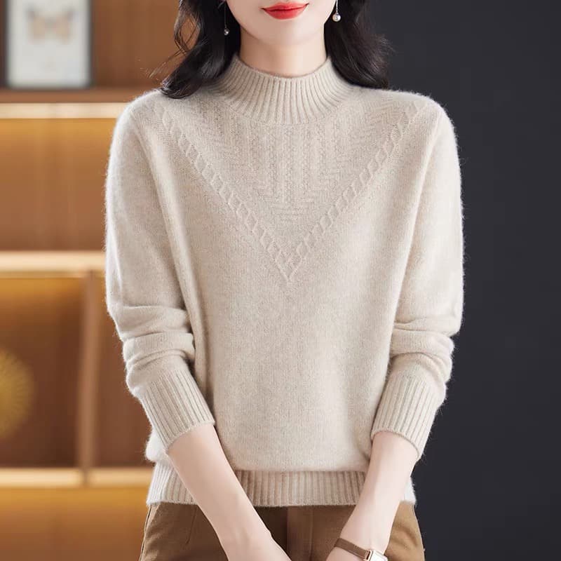 반하이넥 스웨터 여성 가을 겨울 새로운 두꺼운 보온 루즈핏 니트 기본 셔츠 인사이드 가져 가라. 외국 가스 연령 감소 맨위