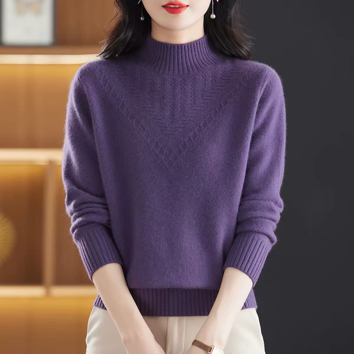 반하이넥 스웨터 여성 가을 겨울 새로운 두꺼운 보온 루즈핏 니트 기본 셔츠 인사이드 가져 가라. 외국 가스 연령 감소 맨위 상세 이미지 3