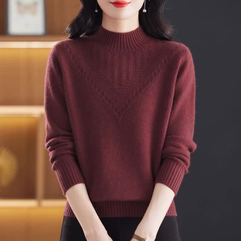 반하이넥 스웨터 여성 가을 겨울 새로운 두꺼운 보온 루즈핏 니트 기본 셔츠 인사이드 가져 가라. 외국 가스 연령 감소 맨위 상세 이미지 4