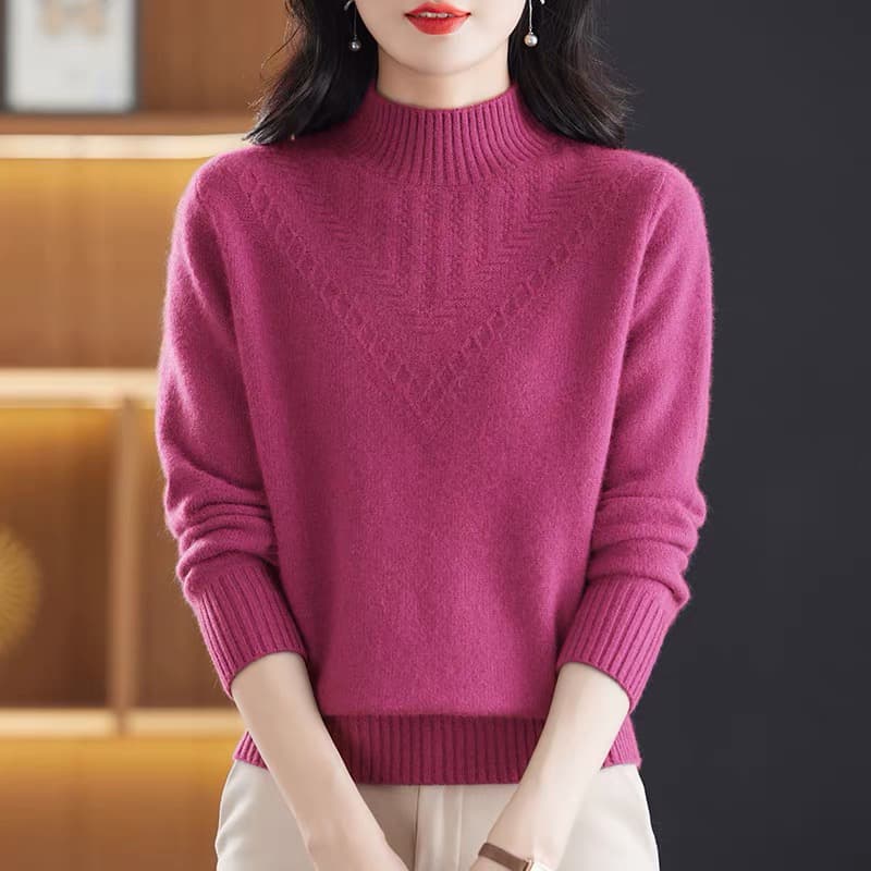 반하이넥 스웨터 여성 가을 겨울 새로운 두꺼운 보온 루즈핏 니트 기본 셔츠 인사이드 가져 가라. 외국 가스 연령 감소 맨위 상세 이미지 5