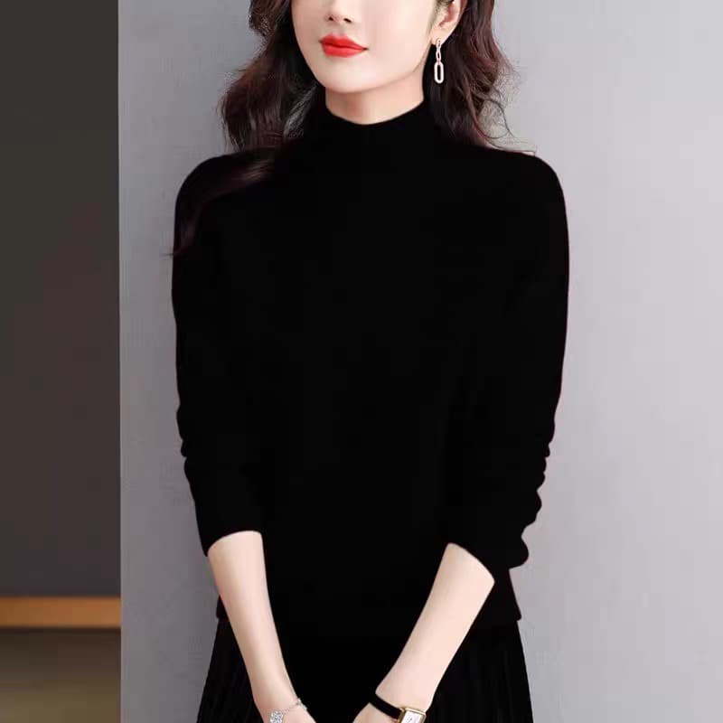 여성 반하이넥 스웨터 여자 2026 가을 겨울 새로운 루즈핏 니트 스웨터 풀오버 쇼트 스타일 두꺼운 기본 셔츠 트렌디 이미지 3