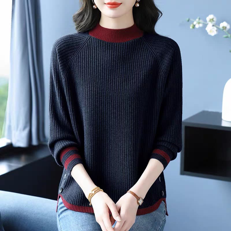 고급 회색 스웨터 가을 겨울 외국 가스 연령 감소 어머니 드레스 카디건 빅 사이즈 루즈핏 아름다운 인사이드 가져 가라. 니트 기본 셔츠 이미지 2