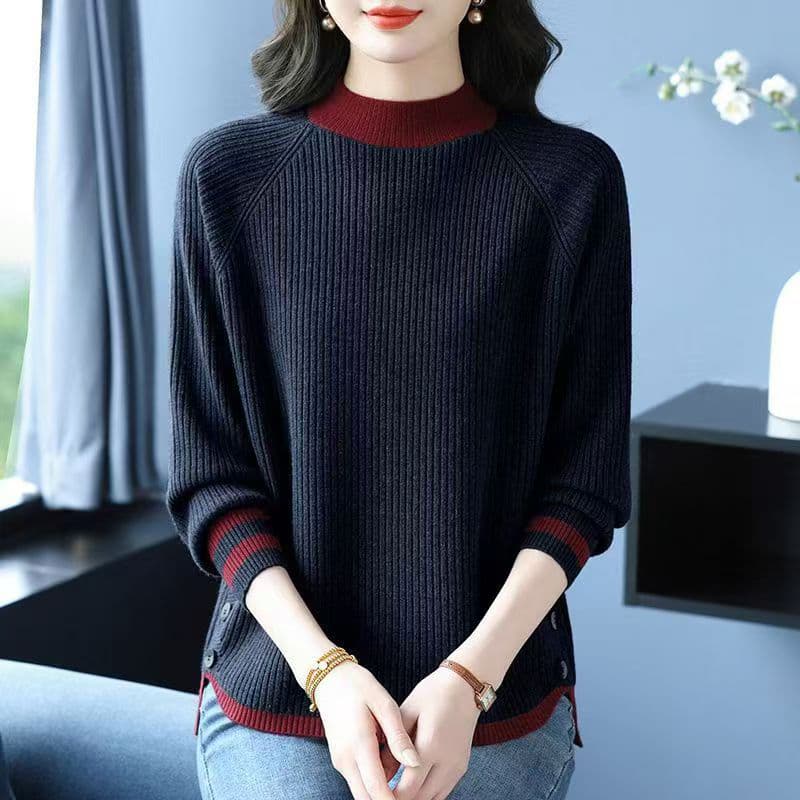고급 회색 스웨터 가을 겨울 외국 가스 연령 감소 어머니 드레스 카디건 빅 사이즈 루즈핏 아름다운 인사이드 가져 가라. 니트 기본 셔츠 상세 이미지 1