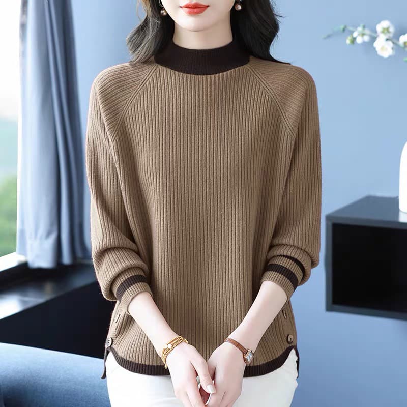 고급 회색 스웨터 가을 겨울 외국 가스 연령 감소 어머니 드레스 카디건 빅 사이즈 루즈핏 아름다운 인사이드 가져 가라. 니트 기본 셔츠 상세 이미지 5