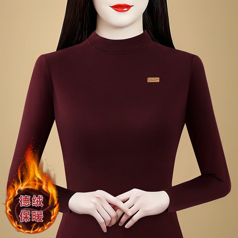2025 가을 겨울 새로운 반하이넥 하나 De 플러시 털이 있고 두꺼운 기본 셔츠 패션 엄마 인사이드 가져 가라. 보온 맨위 이미지 3