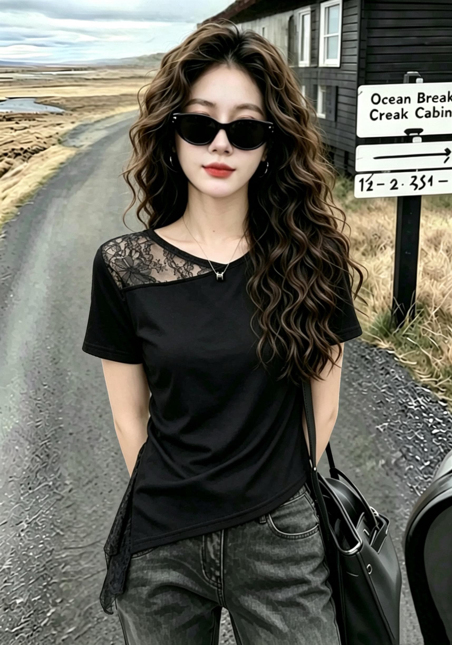 불규칙 주름 패치워크 티셔츠 여름 새로운 외국 가스 d 디자인 섹션 여성 슬림해 보이는 작은 키 쇼트 스타일 맨위 여성 이미지 4