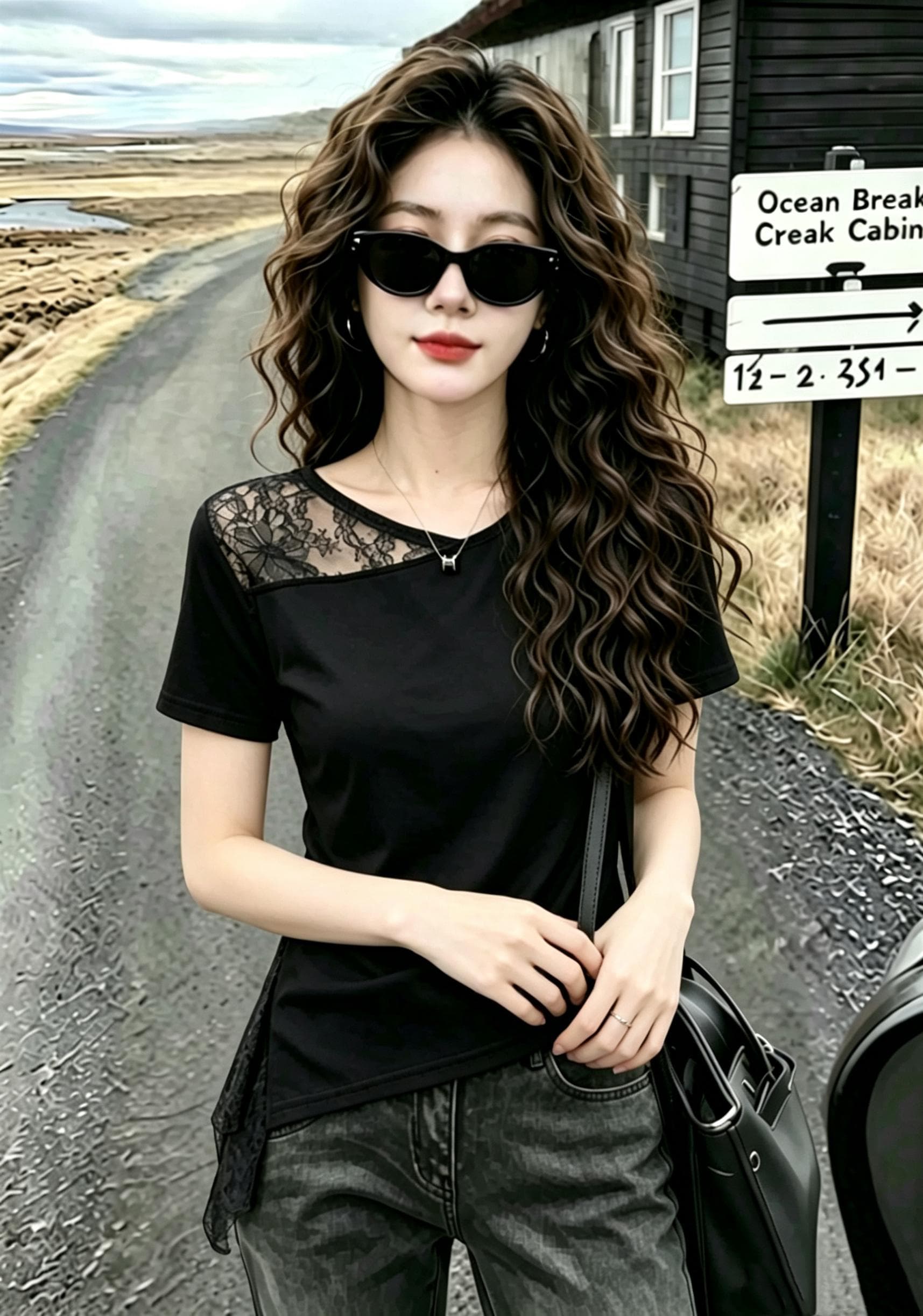 불규칙 주름 패치워크 티셔츠 여름 새로운 외국 가스 d 디자인 섹션 여성 슬림해 보이는 작은 키 쇼트 스타일 맨위 여성 상세 이미지 7