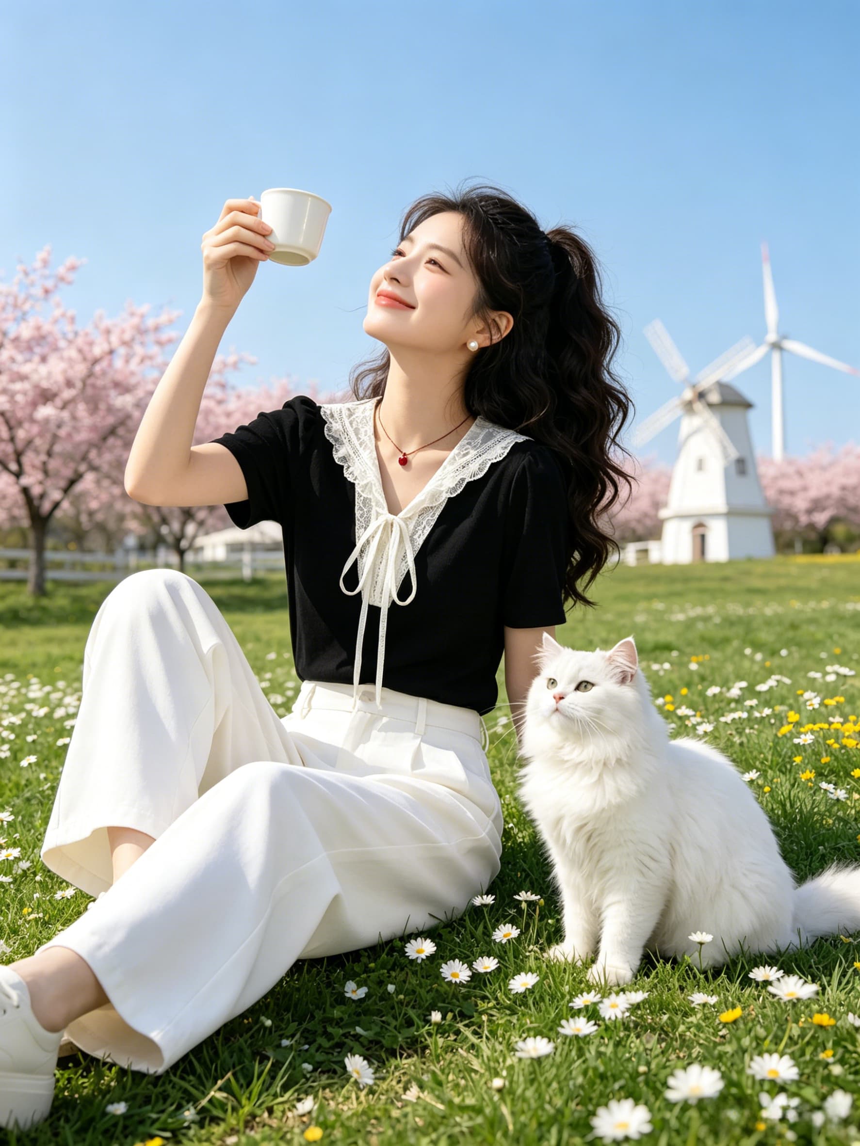 패션 디자인 센스 긍정적 인 어깨 해군 칼라 레이스업 티셔츠 여성 여름 새로운 패치워크 레이스 작은 셔츠 다용도 맨위 이미지 3