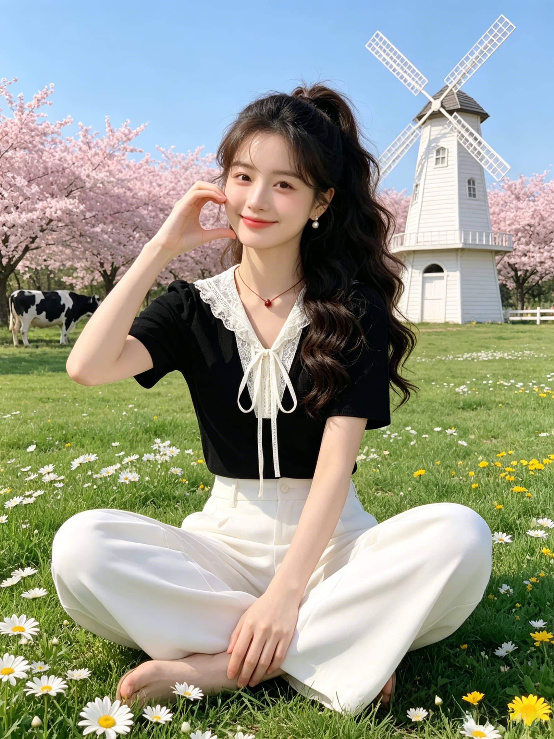 패션 디자인 센스 긍정적 인 어깨 해군 칼라 레이스업 티셔츠 여성 여름 새로운 패치워크 레이스 작은 셔츠 다용도 맨위 상세 이미지 5