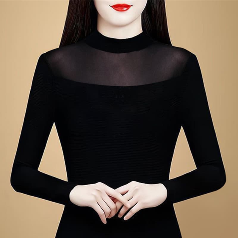 반하이넥 기본 셔츠 여성 가을 겨울 새로운 인사이드 가져 가라. 몸매 가꾸기 망사 맨위 긴팔 티셔츠 외국 가스 다용도 작은 셔츠