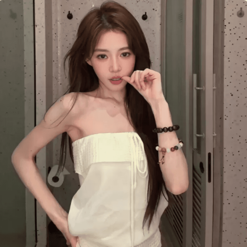 프랑스식 달콤한 스타일 살구 색상 레이스업 튜브탑 조끼 여성 2026 년 여름 새로운 외출용 고급 센스 몸매 가꾸기 맨위 상세 이미지 1