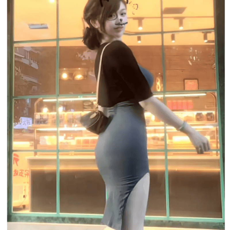 한 부서 순수한 욕망 핫걸 품격 섹시함 회색 트임 슬립 여성 드레스 여름 몸매 가꾸기 슬림해 보이는 타이트 스커트 미니 스커트 이미지 2