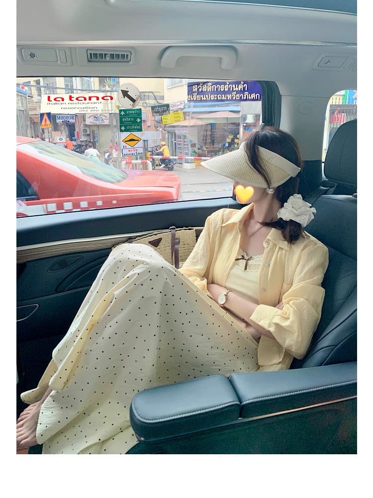 실사 2026 봄 여름 새로운 빅 사이즈 자외선 차단 셔츠 만나는 조끼 와이드 레그 팬츠 반신 스커트 세 조각 세트 이미지 4