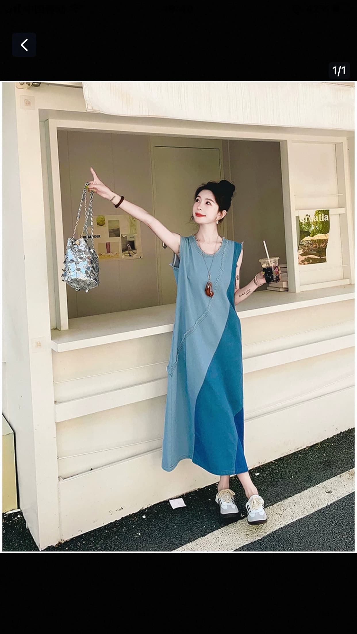 자이언트 잘 생긴 민소매 데님 여성 드레스 여름 얇은 스타일 고급 작은 대중 아니요 명중 섹션 표지 배 슬림해 보이는 조끼 길다 치마