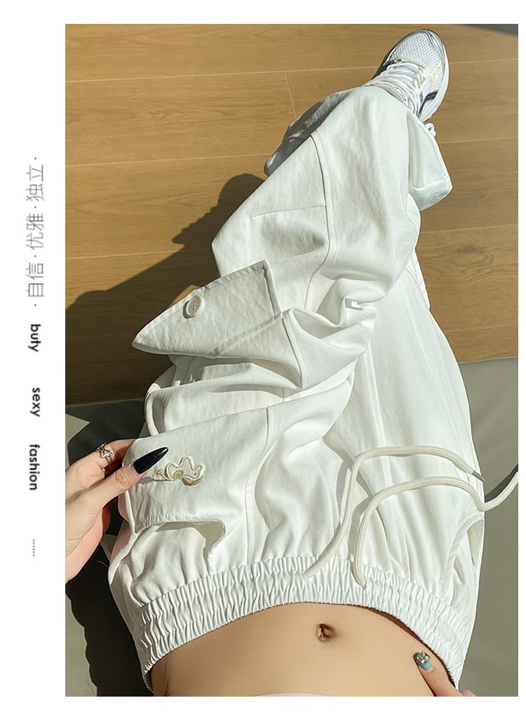 아메리칸 운동 바람 루즈핏 워크웨어 모통이 칼 바지 여성 봄 작은 말 자수 캐주얼 바지 도루 센스 와이드 레그 팬츠 어린이 상세 이미지 20