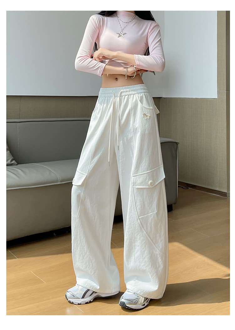 아메리칸 운동 바람 루즈핏 워크웨어 모통이 칼 바지 여성 봄 작은 말 자수 캐주얼 바지 도루 센스 와이드 레그 팬츠 어린이 상세 이미지 21