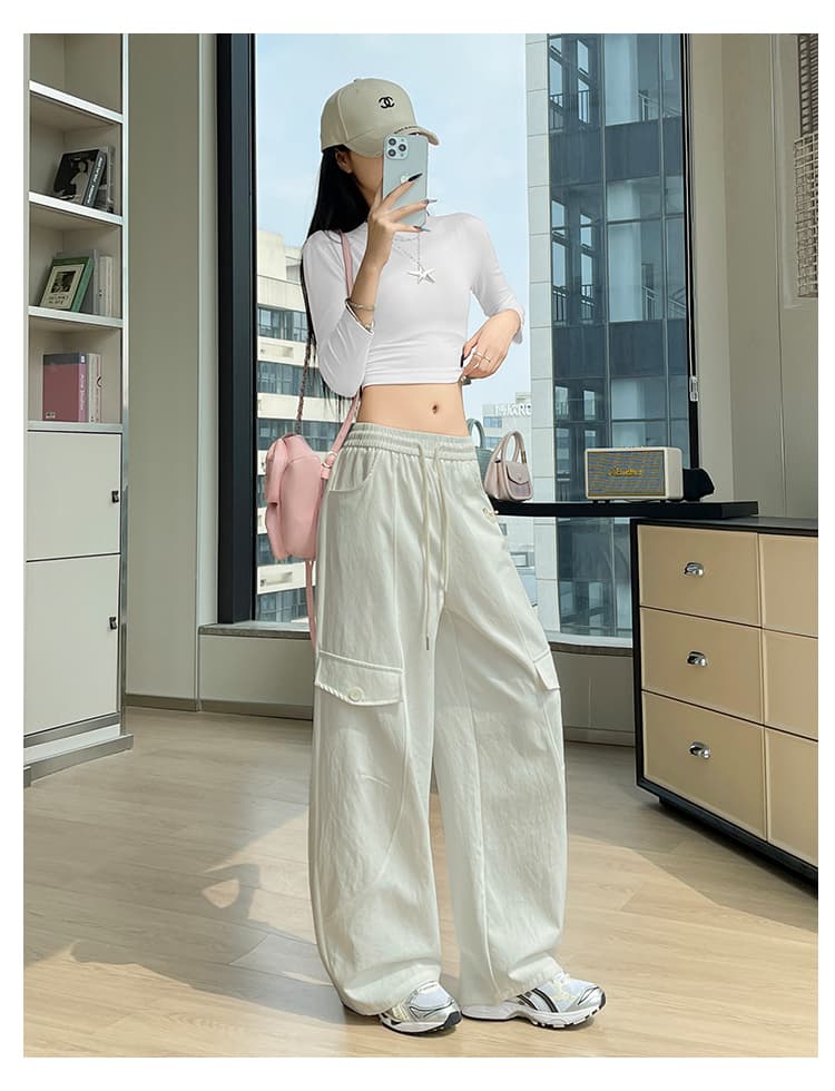 아메리칸 운동 바람 루즈핏 워크웨어 모통이 칼 바지 여성 봄 작은 말 자수 캐주얼 바지 도루 센스 와이드 레그 팬츠 어린이 상세 이미지 36