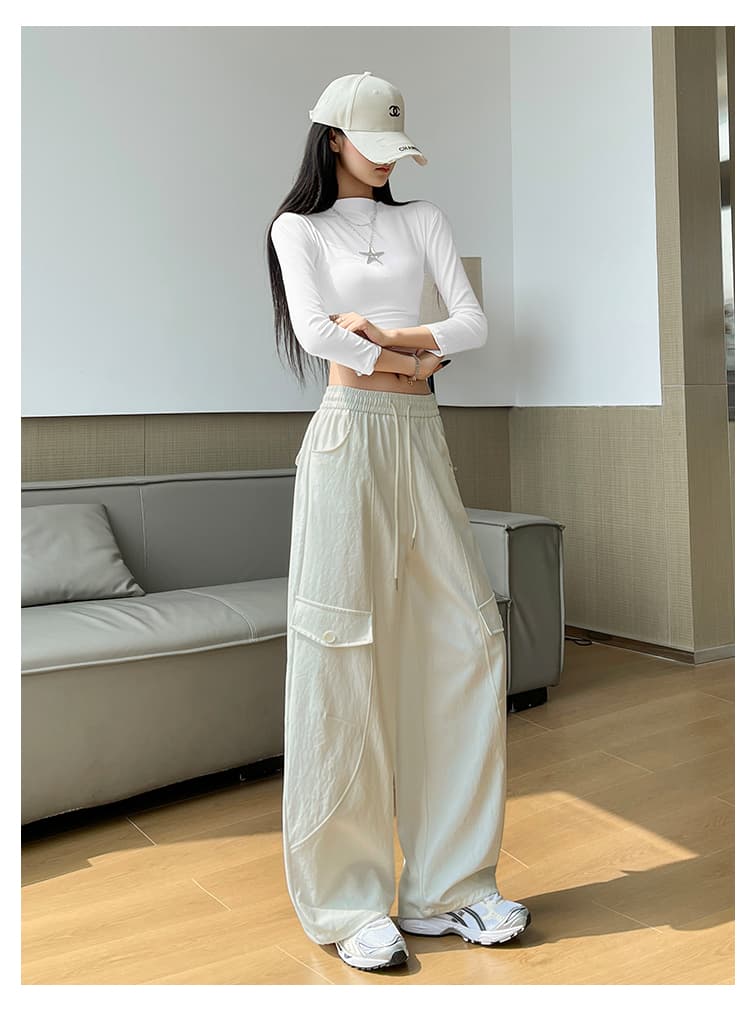 아메리칸 운동 바람 루즈핏 워크웨어 모통이 칼 바지 여성 봄 작은 말 자수 캐주얼 바지 도루 센스 와이드 레그 팬츠 어린이 상세 이미지 38