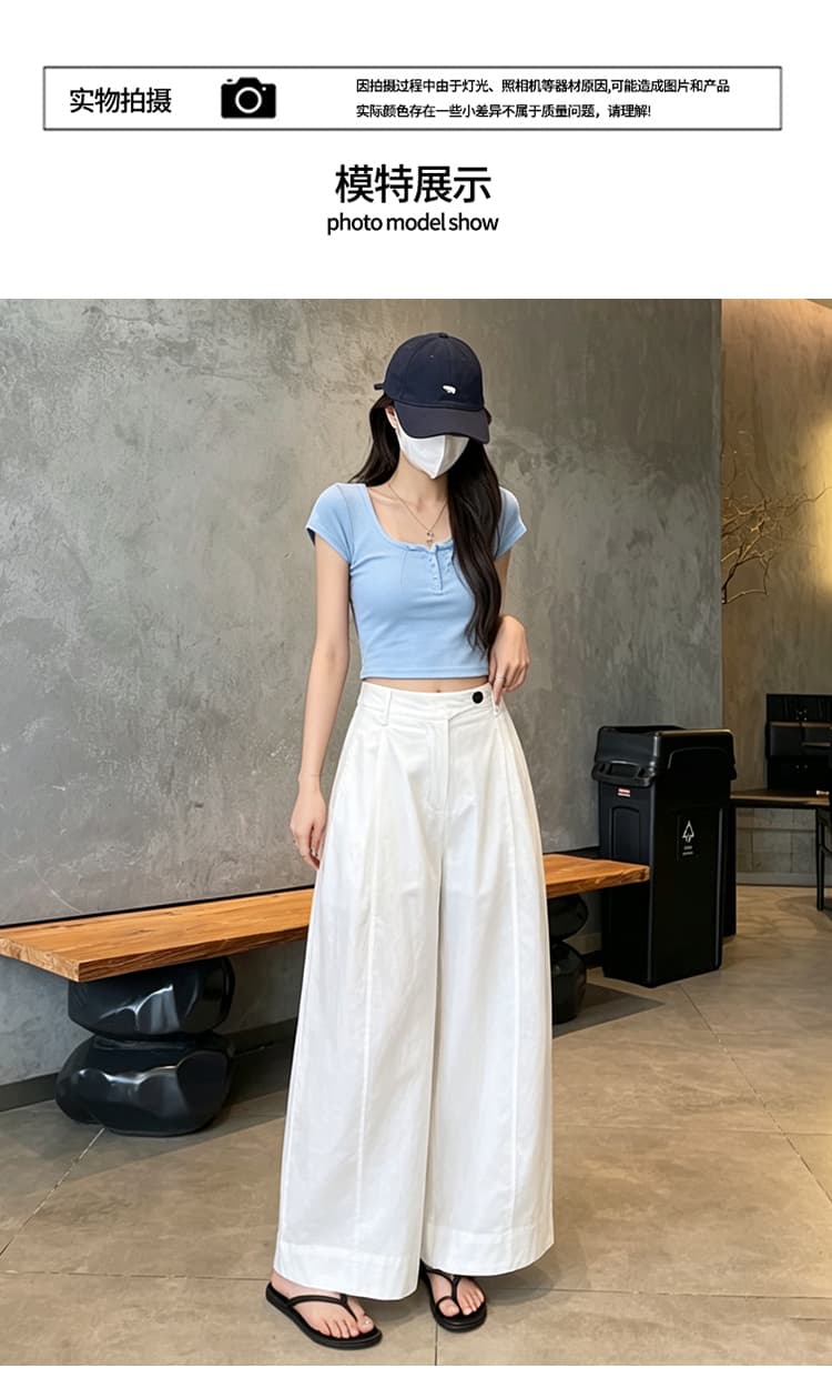 작은 키 루즈핏 캐주얼 슬림해 보이는 9 포인트 스트레이트 와이드 레깅스 바지 여름 얇은 스타일 느슨함 센스 조합 슬림해 보이는 풍선 바지 상세 이미지 18