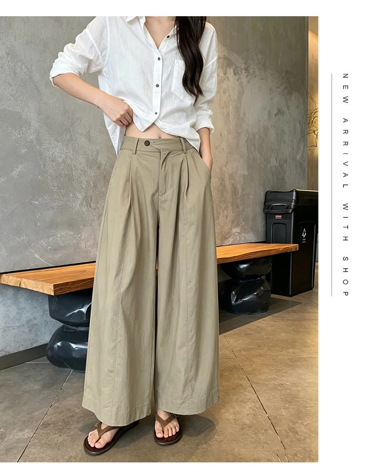 작은 키 루즈핏 캐주얼 슬림해 보이는 9 포인트 스트레이트 와이드 레깅스 바지 여름 얇은 스타일 느슨함 센스 조합 슬림해 보이는 풍선 바지 상세 이미지 25