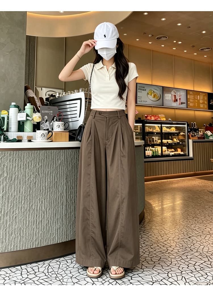 작은 키 루즈핏 캐주얼 슬림해 보이는 9 포인트 스트레이트 와이드 레깅스 바지 여름 얇은 스타일 느슨함 센스 조합 슬림해 보이는 풍선 바지 상세 이미지 30