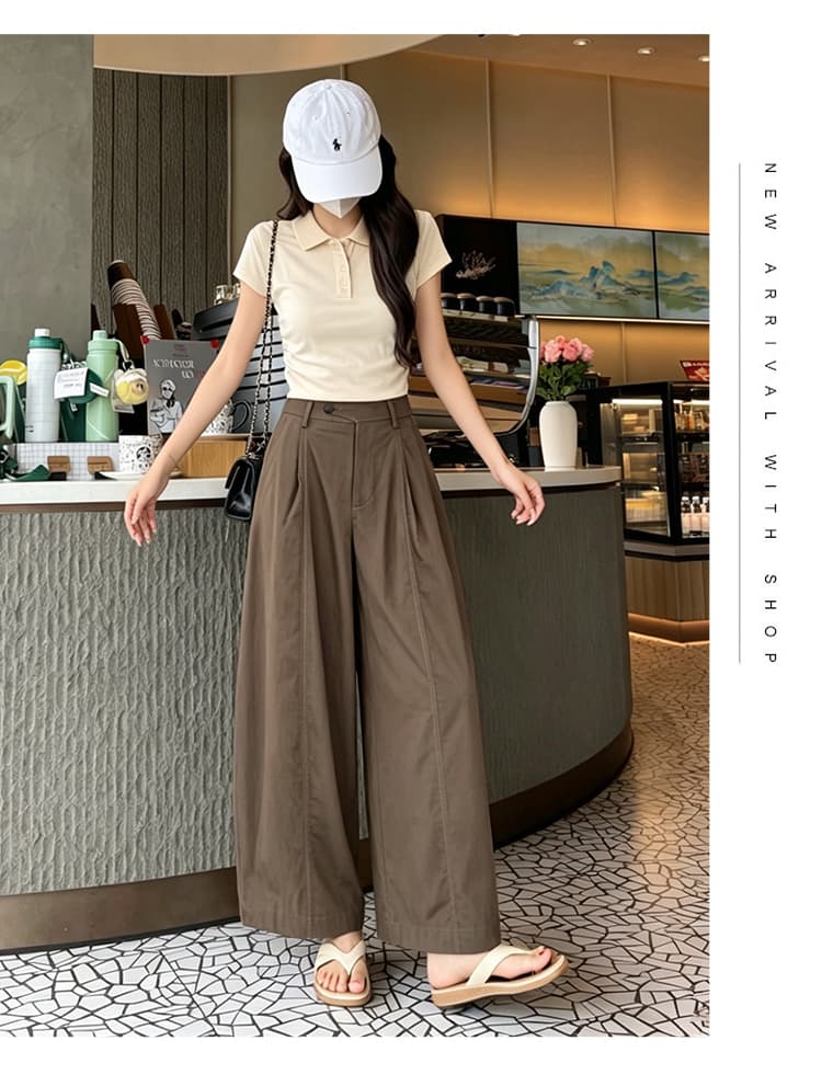 작은 키 루즈핏 캐주얼 슬림해 보이는 9 포인트 스트레이트 와이드 레깅스 바지 여름 얇은 스타일 느슨함 센스 조합 슬림해 보이는 풍선 바지 상세 이미지 31
