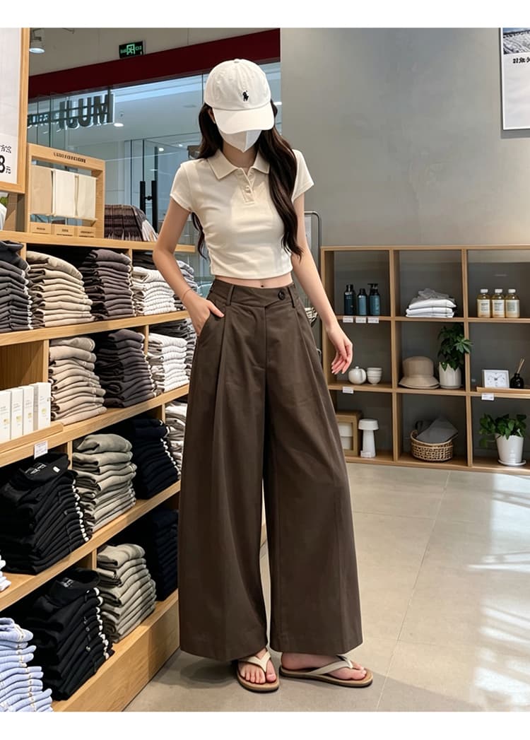 작은 키 루즈핏 캐주얼 슬림해 보이는 9 포인트 스트레이트 와이드 레깅스 바지 여름 얇은 스타일 느슨함 센스 조합 슬림해 보이는 풍선 바지 상세 이미지 32