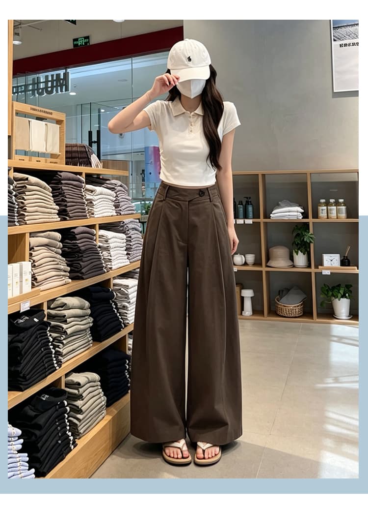 작은 키 루즈핏 캐주얼 슬림해 보이는 9 포인트 스트레이트 와이드 레깅스 바지 여름 얇은 스타일 느슨함 센스 조합 슬림해 보이는 풍선 바지 상세 이미지 33