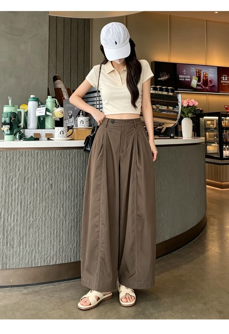 작은 키 루즈핏 캐주얼 슬림해 보이는 9 포인트 스트레이트 와이드 레깅스 바지 여름 얇은 스타일 느슨함 센스 조합 슬림해 보이는 풍선 바지 상세 이미지 36