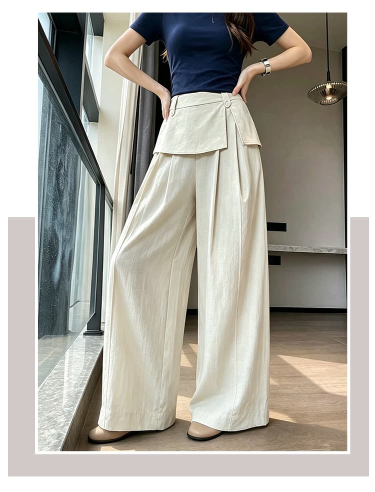 페이크 레이어드 트임 방귀 커튼 바지 여성 얇은 스타일 2026 이른 가을 새로운 루즈핏 도루 센스 캐주얼 넓은 다리 길이 바지 상세 이미지 26
