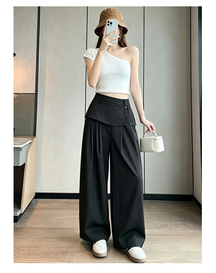 페이크 레이어드 트임 방귀 커튼 바지 여성 얇은 스타일 2026 이른 가을 새로운 루즈핏 도루 센스 캐주얼 넓은 다리 길이 바지 상세 이미지 27