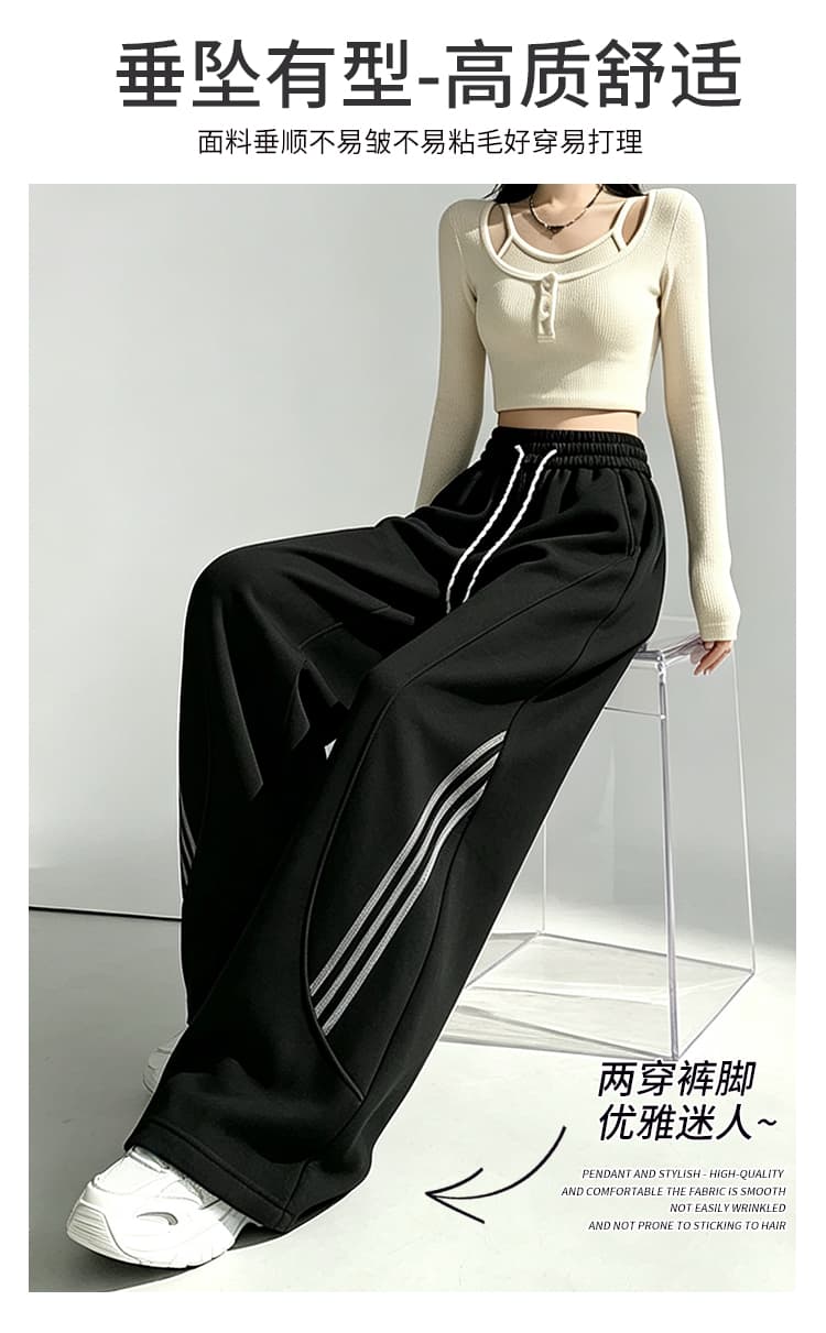 2026 이른 가을 새로운 3개 바 미니멀리즘 펌프 로프 신축성 캐주얼 다용도 캐주얼 워크웨어 팬츠 웨이 바지 여성 상세 이미지 10