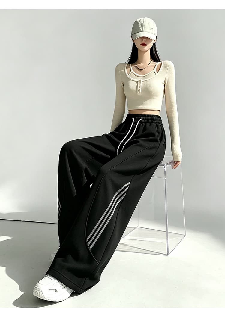 2026 이른 가을 새로운 3개 바 미니멀리즘 펌프 로프 신축성 캐주얼 다용도 캐주얼 워크웨어 팬츠 웨이 바지 여성 상세 이미지 33