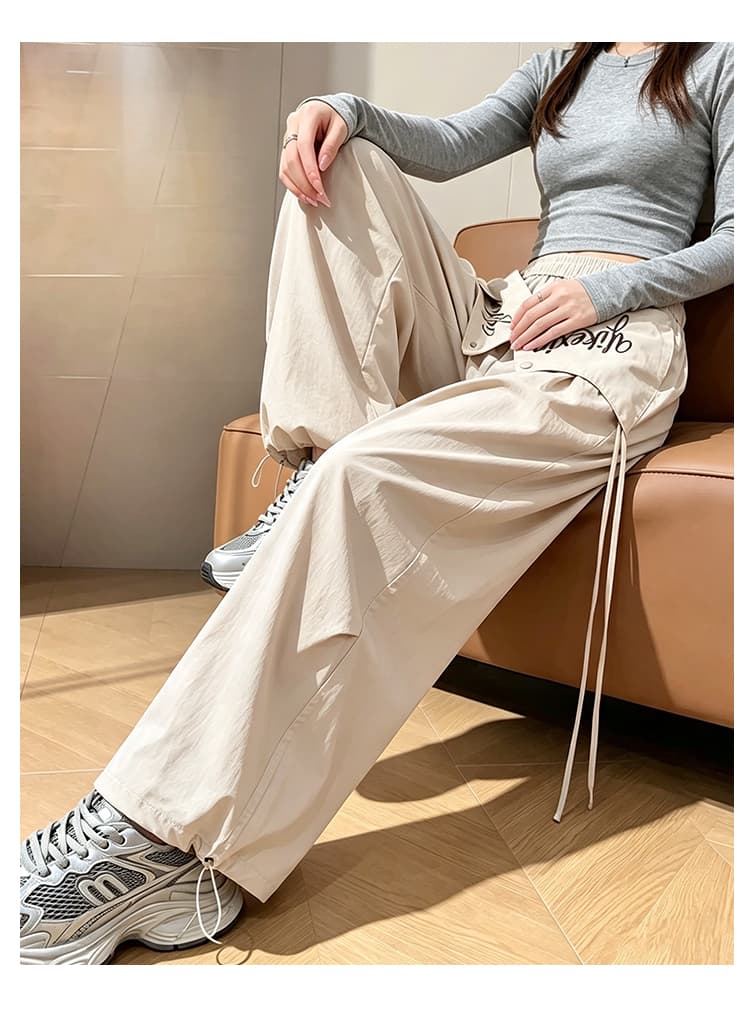 아메리칸 스택 착용 페이크 레이어드 디자인 센스 슬림해 보이는 캐주얼 바지 여성 루즈핏 주름 와이드 레그 팬츠 상세 이미지 27