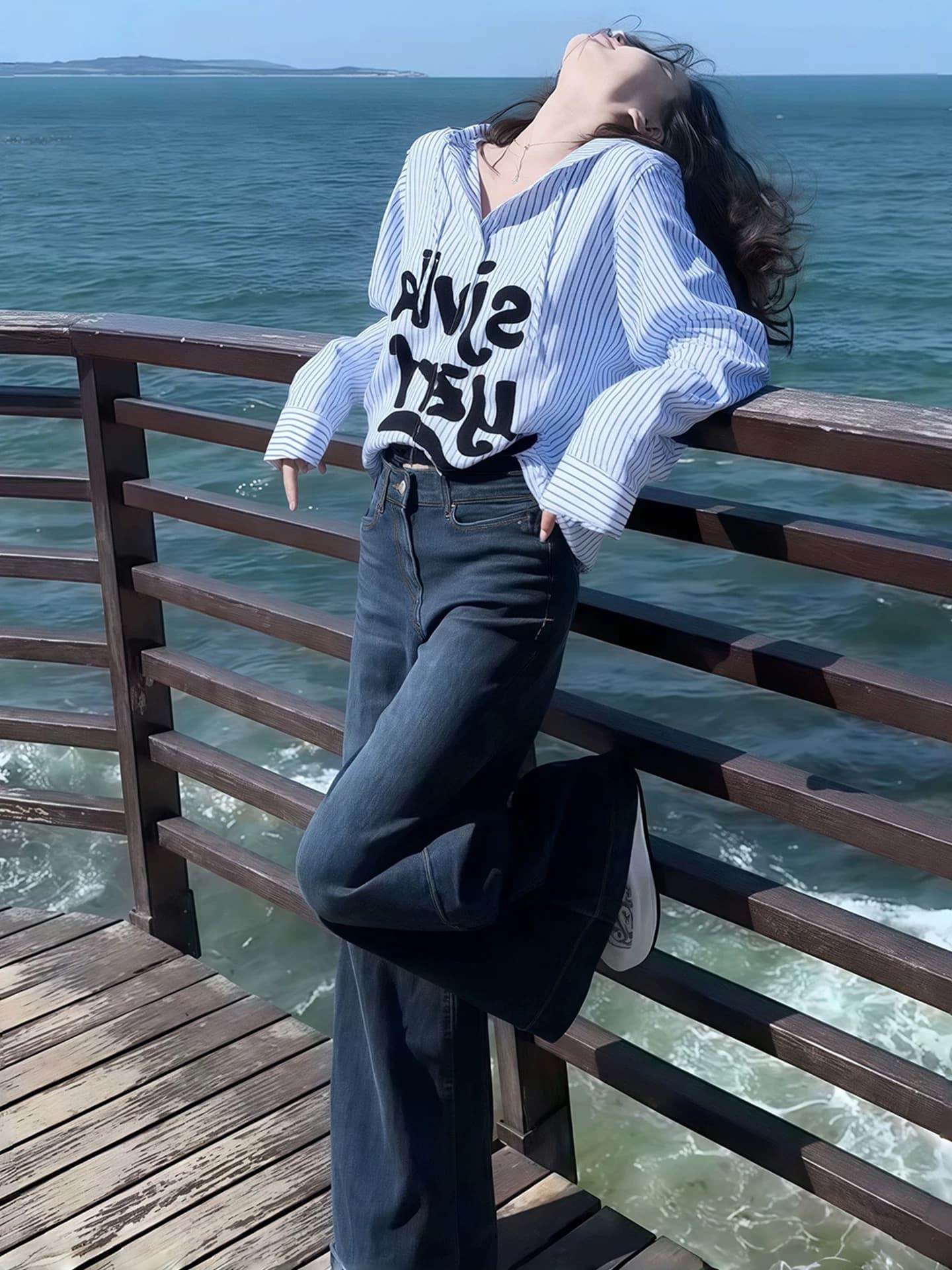 한 부서 고급 센스 작은 셔츠 외국 가스 고유 한 Chic 루즈핏 디자인 센스 작은 대중 슬림해 보이는 맨위 파란색 후드 셔츠 상세 이미지 3