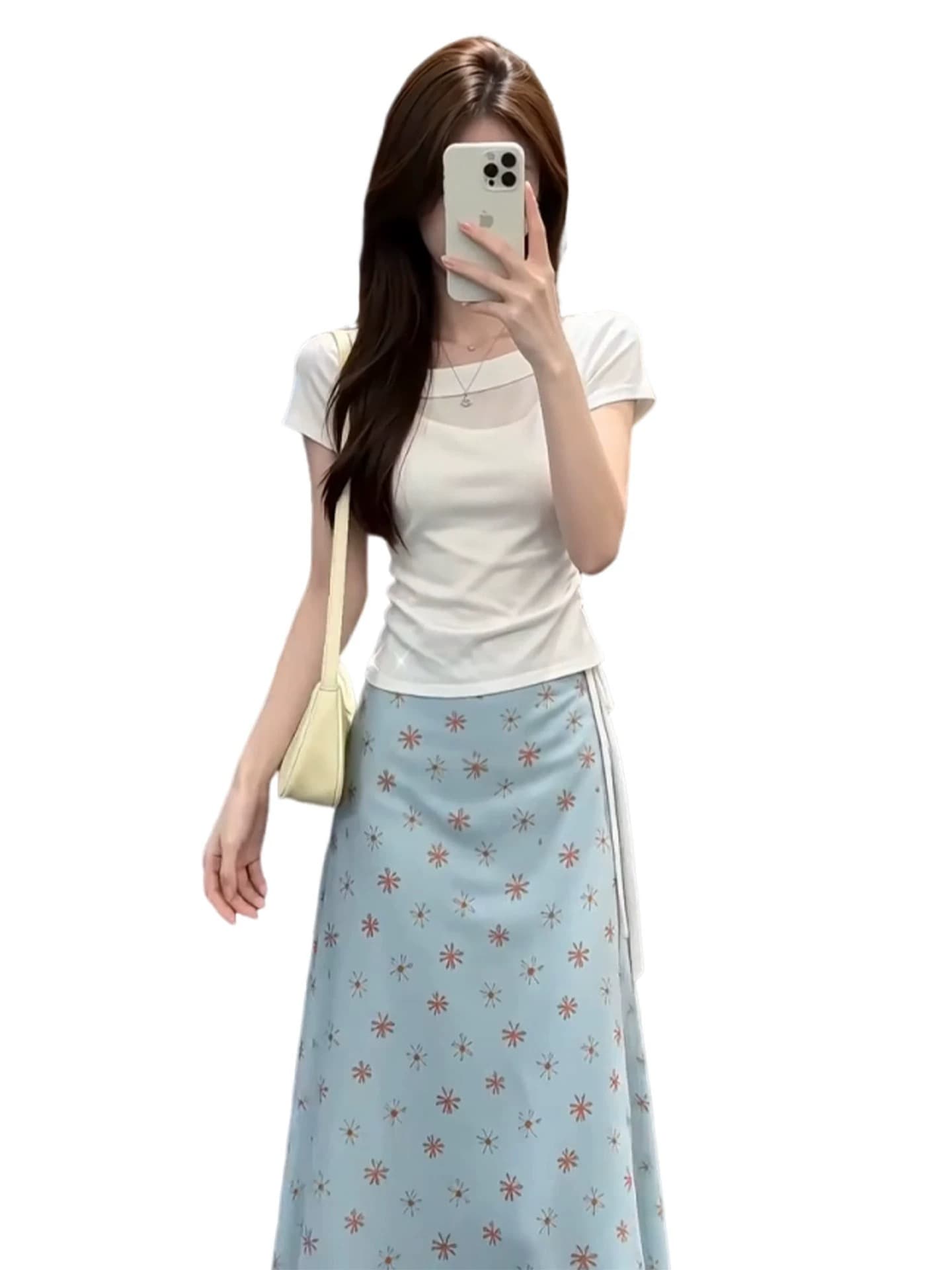 순수한 욕망 바람 비스듬한 어깨 불규칙 리본 반팔 티셔츠 여성 여름 작은 대중 디자인 센스 연령 감소 슬림해 보이는 쇼트 스타일 맨위 상세 이미지 5
