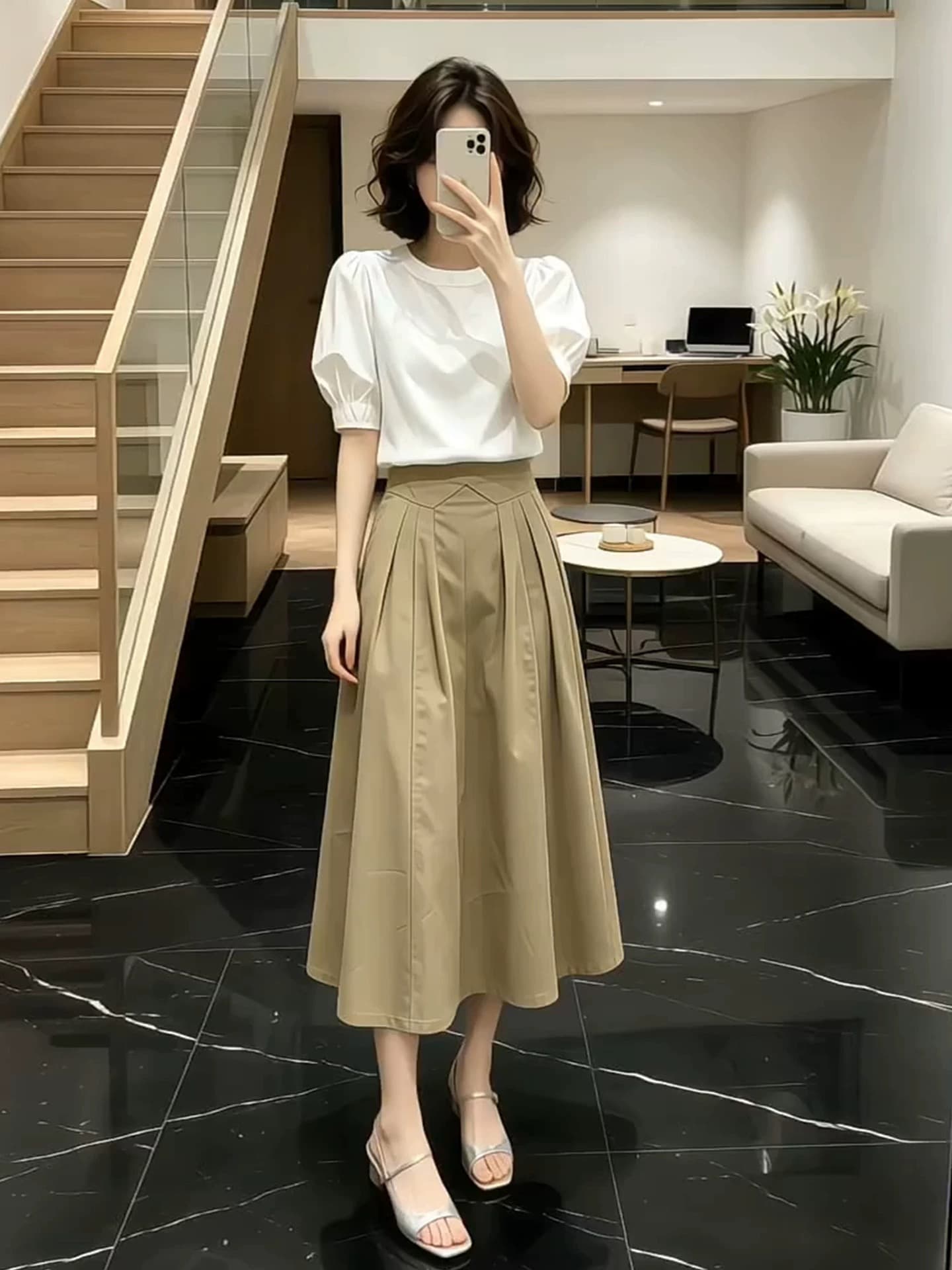 한 부서 전체 집합 ootd 착용 가져 가라. 드레스 아이들 여름 2026 새로운 셔츠 반신 롱 스커트 투피스 슈트 이미지 2