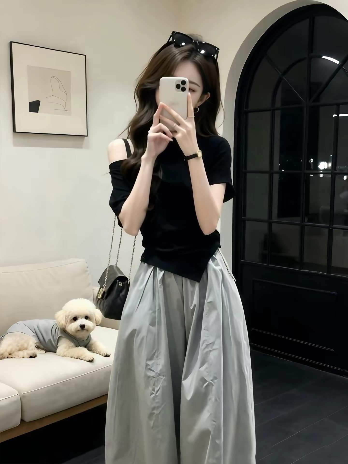한 부서 전체 집합 ootd 착용 가져 가라. 드레스 아이들 여름 2026 새로운 셔츠 반신 롱 스커트 투피스 슈트 상세 이미지 2