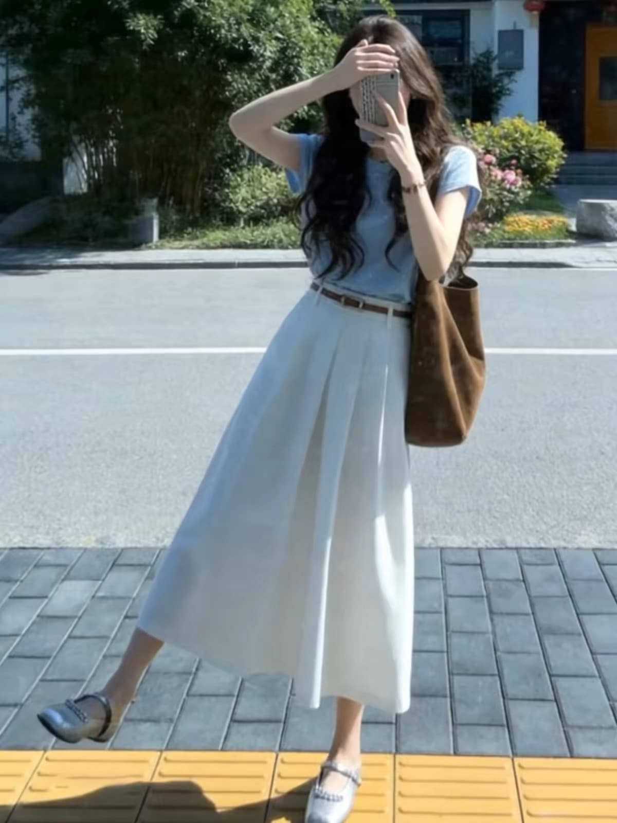 여름 드레스 코디 전체 집합 고급 센스 부드러운 바람 프랑스식 패션 연령 감소 순수한 슬림해 보이는 맨위 두 조각 세트 드레스