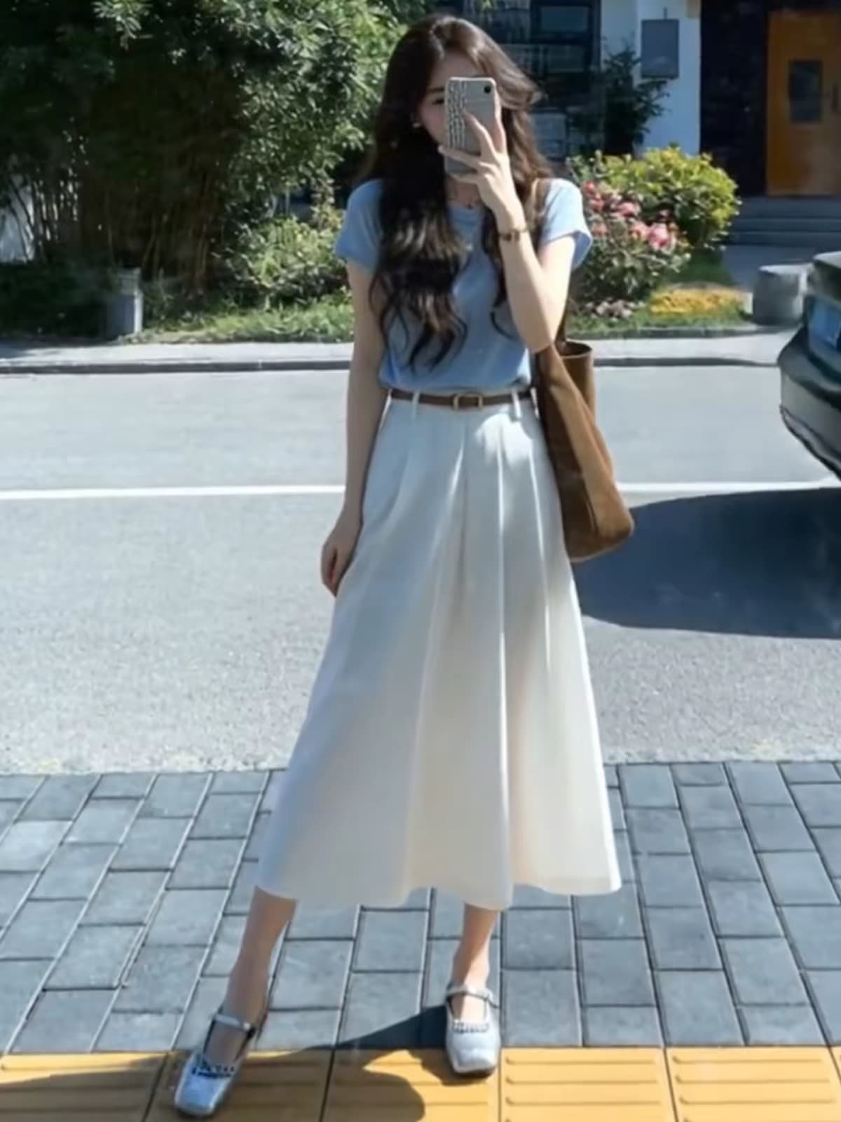 여름 드레스 코디 전체 집합 고급 센스 부드러운 바람 프랑스식 패션 연령 감소 순수한 슬림해 보이는 맨위 두 조각 세트 드레스 상세 이미지 4