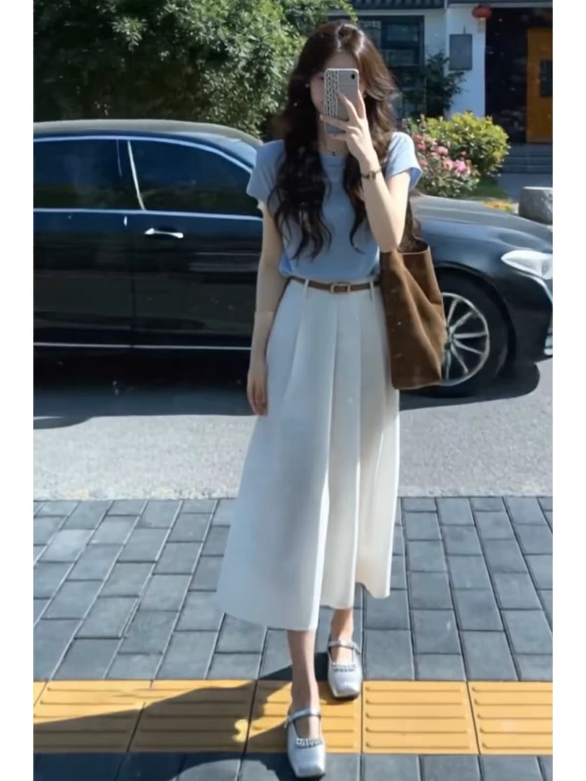 여름 드레스 코디 전체 집합 고급 센스 부드러운 바람 프랑스식 패션 연령 감소 순수한 슬림해 보이는 맨위 두 조각 세트 드레스 상세 이미지 5