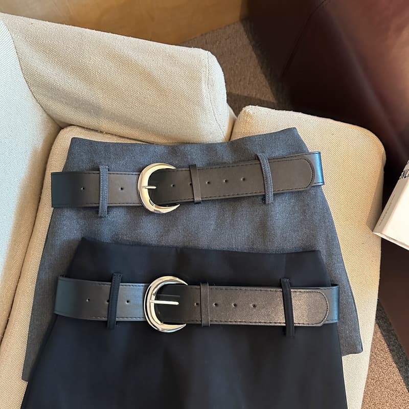 실사 이른 가을 한국 스타일 몸매 가꾸기 슬림해 보이는 다용도 미니멀리즘 품격 한 마디 정장 반신 스커트 미니 스커트 경기 대 벨트 상세 이미지 27