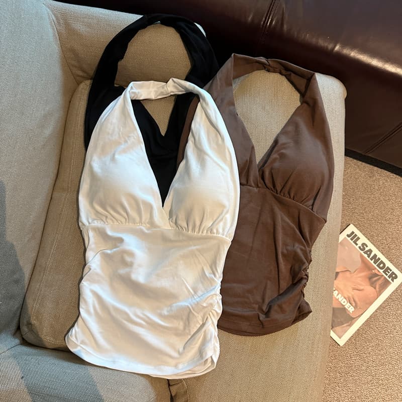 실사 아메리칸 핫걸 바람 행침 목 백리스 캐미솔 벨트 가슴 패드 2026 봄 여름 새로운 몸매 가꾸기 민소매 맨위 상세 이미지 32