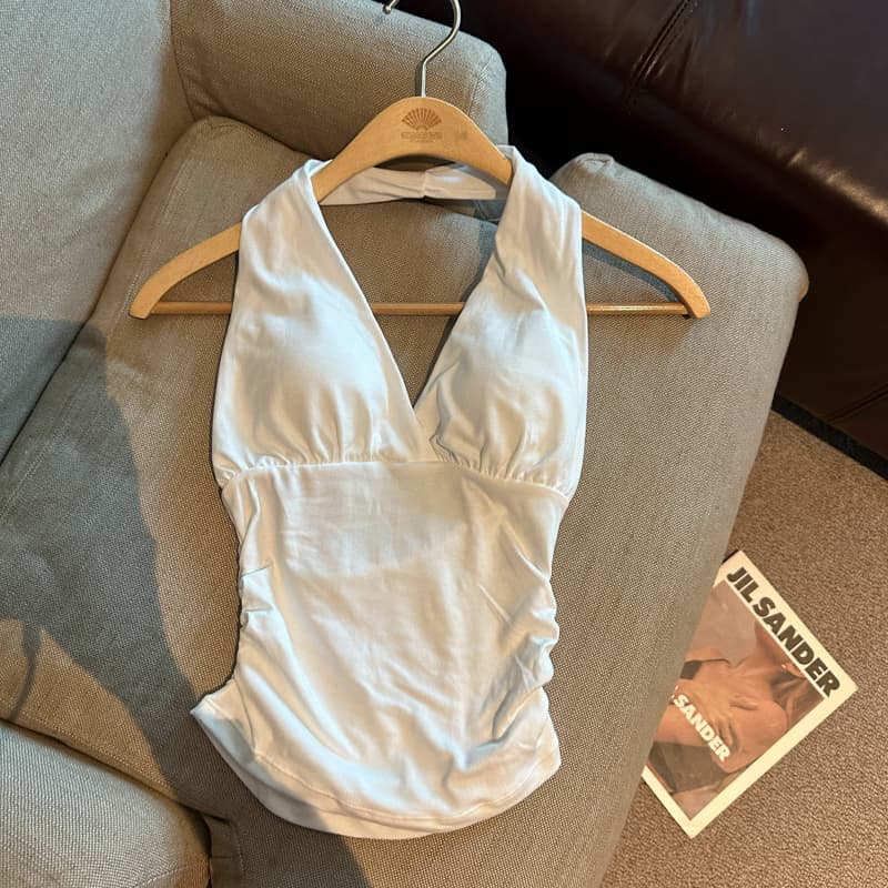 실사 아메리칸 핫걸 바람 행침 목 백리스 캐미솔 벨트 가슴 패드 2026 봄 여름 새로운 몸매 가꾸기 민소매 맨위 상세 이미지 34