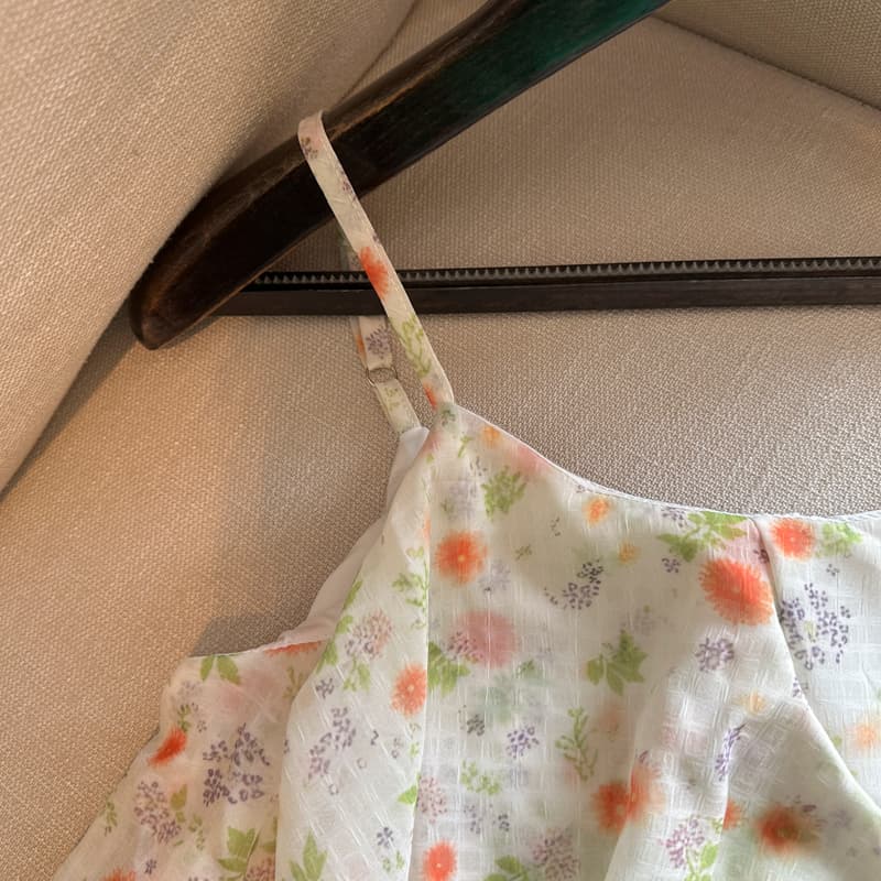 실사 한국 스타일 달콤한 스타일 불규칙 밑단 꽃무늬 슬립 프릴 오프숄더 맨위 여성 상세 이미지 42