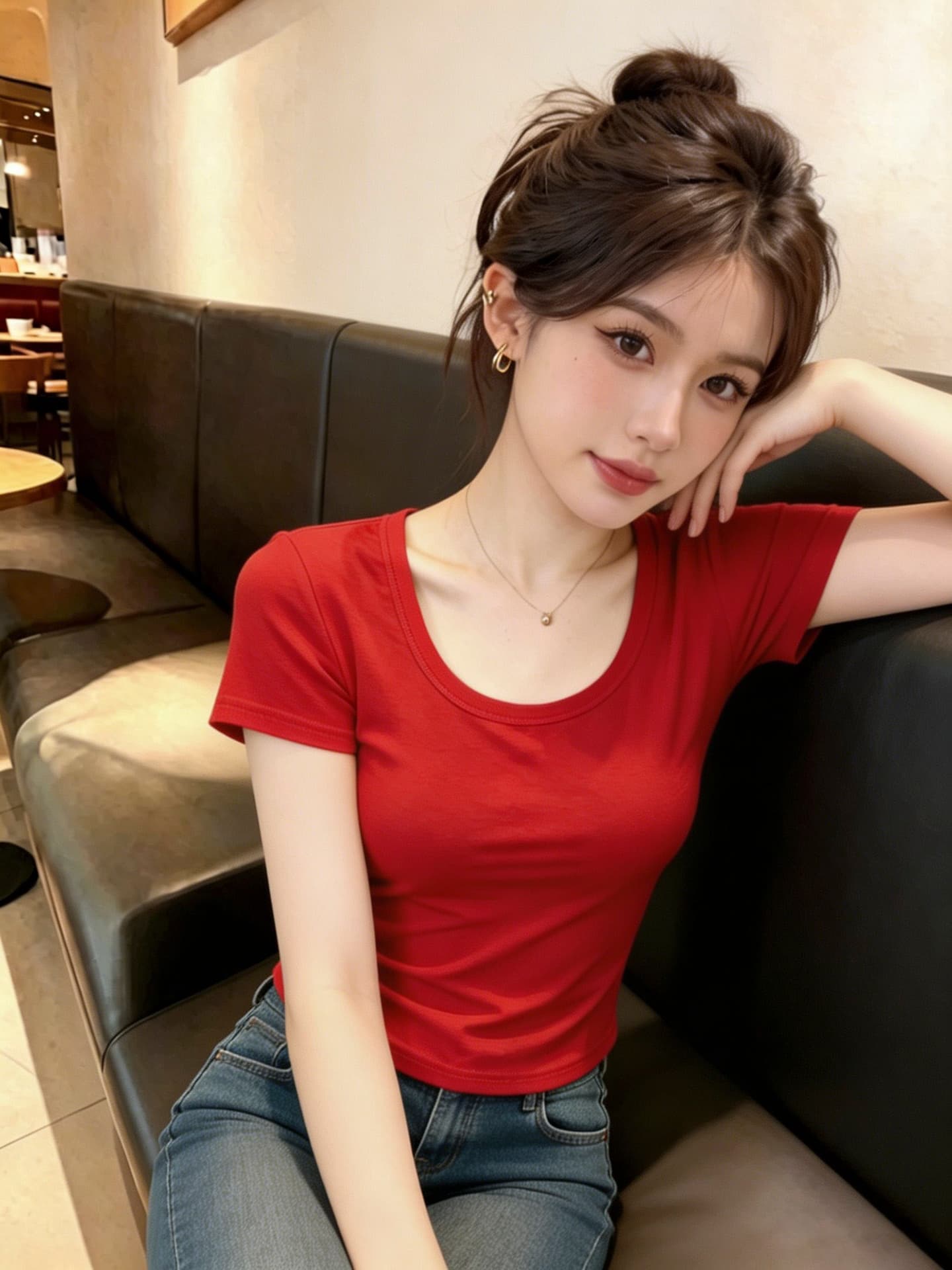 실사 2026 여름 새로운 뒤로 홀로우 아웃 디자인 센스 라운드 넥 반팔 티셔츠 벨트 어깨 패드 쇼트 스타일 맨위 상세 이미지 10