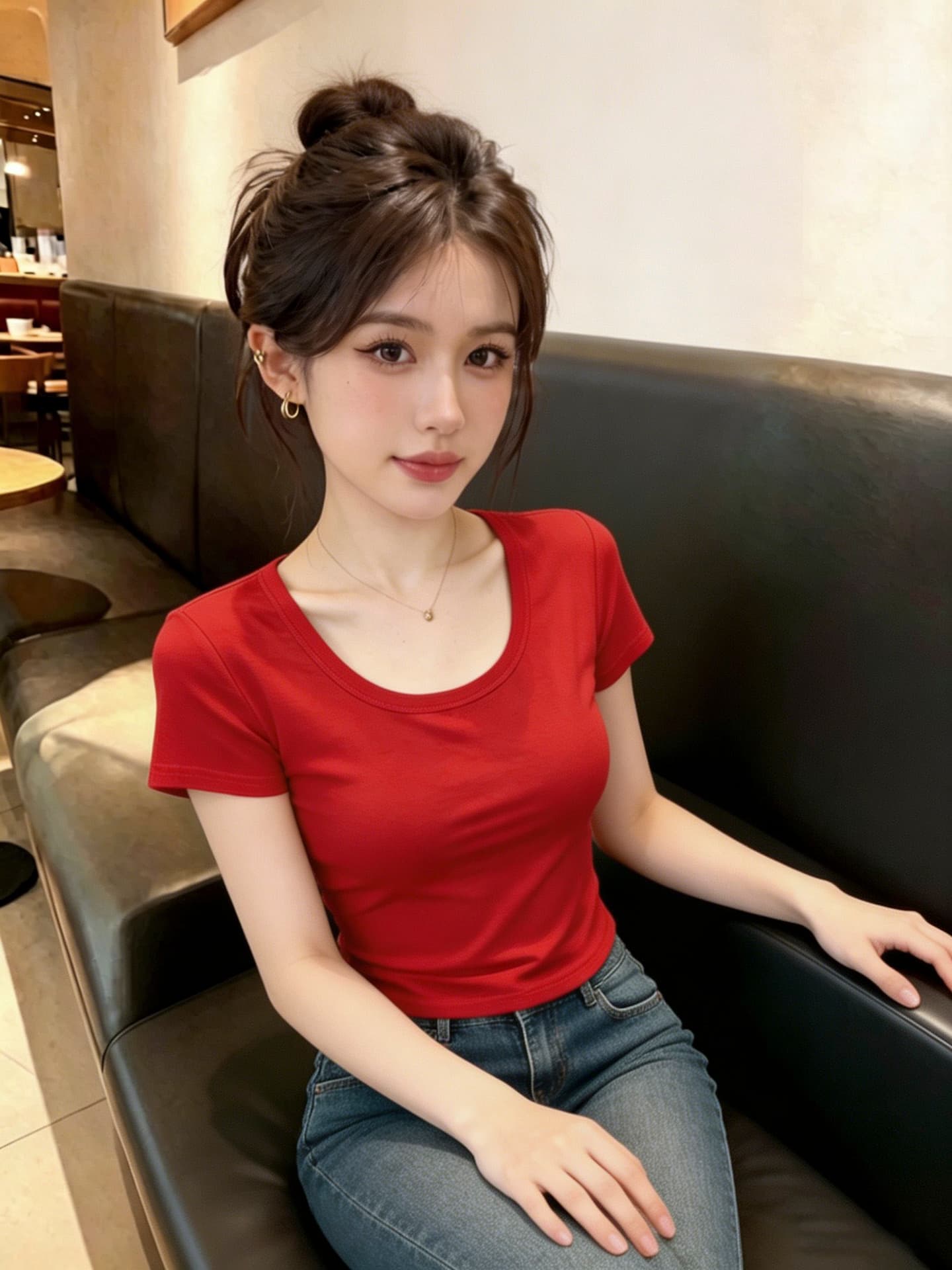 실사 2026 여름 새로운 뒤로 홀로우 아웃 디자인 센스 라운드 넥 반팔 티셔츠 벨트 어깨 패드 쇼트 스타일 맨위 상세 이미지 13